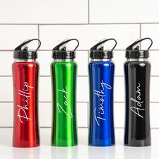 Personalised Large Name Sports Style Thermos Water Bottle Double wall Insulated