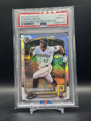 Konnor Griffin PSA 10 2025 Bowman Prospects Retro Logo Foil BP-86 LOW POP 8*