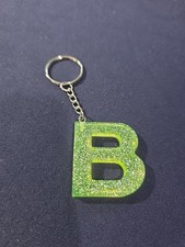 Initial New Block Letter B Resin Yellow W Sparkle Key Chain