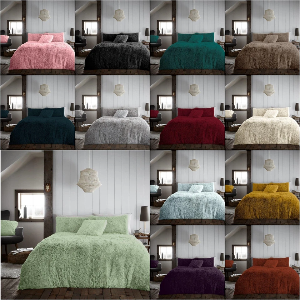 LIZZIE JACOBS Snuggle Fluffy Fur Fleece Duvet Cover Ultra Soft Thermal Alaska Cosy Bedding Set