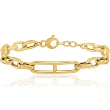 14K Solid Yellow Gold Paperclip Cable Rolo Link Chain Bracelet