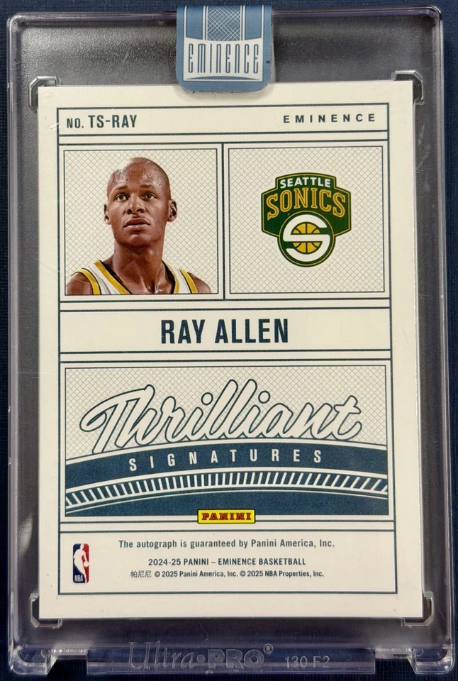 2024-25 Panini Eminence Ray Allen Thrilliant Auto Silver /10 - Image 2 of 2
