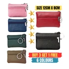 Women Key Ring Leather Mini Purse Coin Small Change Bag Card Wallet Pouch Zip up