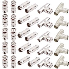 BNC Connectors Male Female Coupler T Shape 3 Way Splitter Adapter 30 PCS