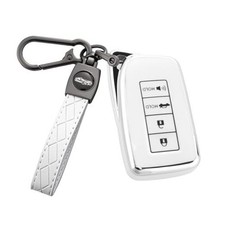 Key Fob Cover with Keychain for Lexus ES300h ES350 GS350 GS450H GS-F White