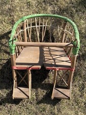 Kinder-Fahrradsitz Holz Weide geflochten DDR Vintage VEB Holzverarb. Oschatz