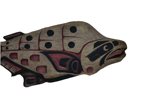 Arpia legno decorazione parete pannello decorazione parete Pacifico salmone pesca decorazione NOS - Foto 3 di 12