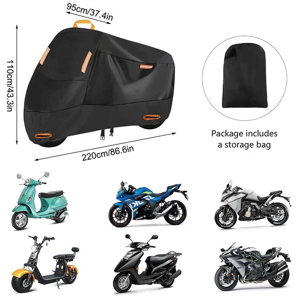 Waterproof Heavy Duty Motorcycle Motorbike Cover Outdoor Rain Dust UV Protector - Image 3 of 4