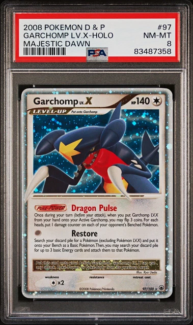2008 Pokemon TCG Majestic Dawn Garchomp LV.X Level Up Holo 97/100 PSA 8