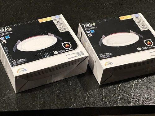 2X HALCO 6" ProLED Select Fire Rated Slim Downlight Baffle Trim