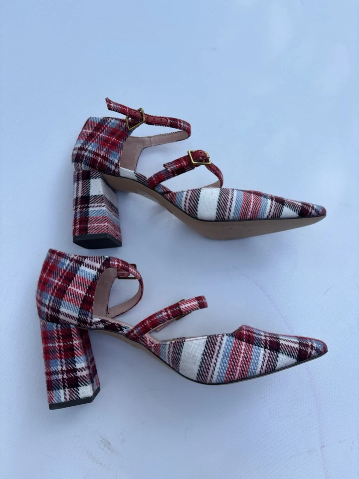 J Crew туфли 10 Marta клетку Мэри Джейнс красный зеленый белый каблуки - Изображение 4 из 4