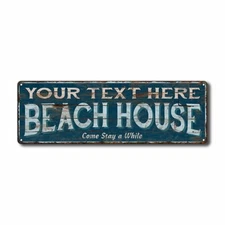 Personalized Beach House Metal Sign Cabin Lake House 106180026001