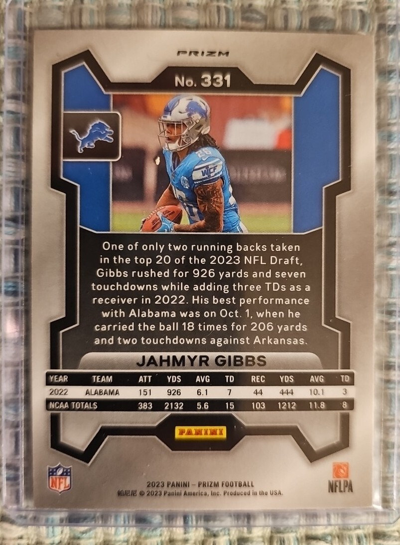 JAHMYR GIBBS RED WHITE BLUE PRIZM 2023 Panini Prizm ROOKIE #331