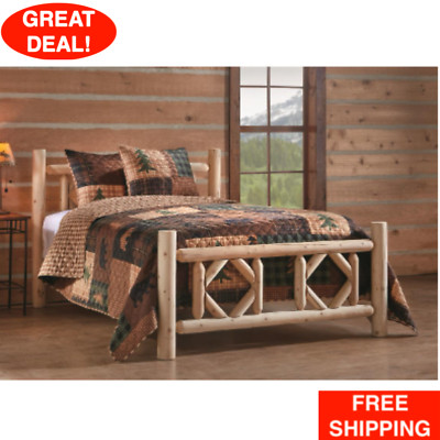 North American Cedar Log Bed Full Size Diamond Bedroom Home Cabin Furniture NEW