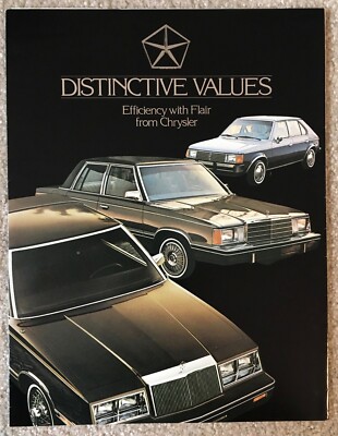 1982 Chryslers 4-fold brochure - over 16 models pictured & described