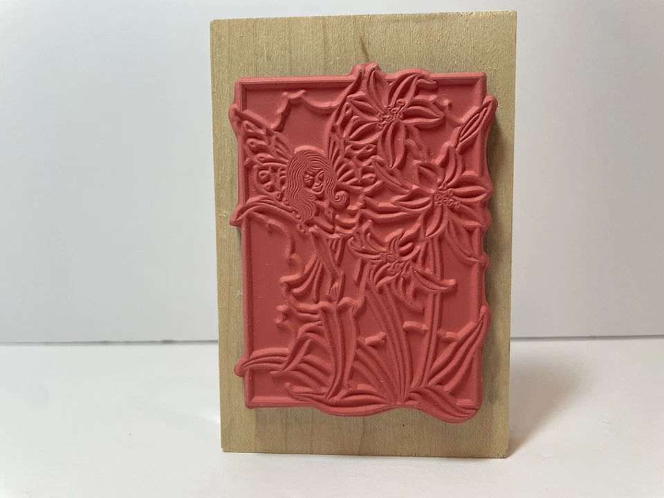 Winged Fairies and Flowers Garden~Inkadinkado ~Mounted Rubber Stamp~6471 P - Image 2 of 4