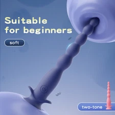 Soft Anal Bead Vibrator Butt Plug Prostate Massage Stimulator with Suction Cup