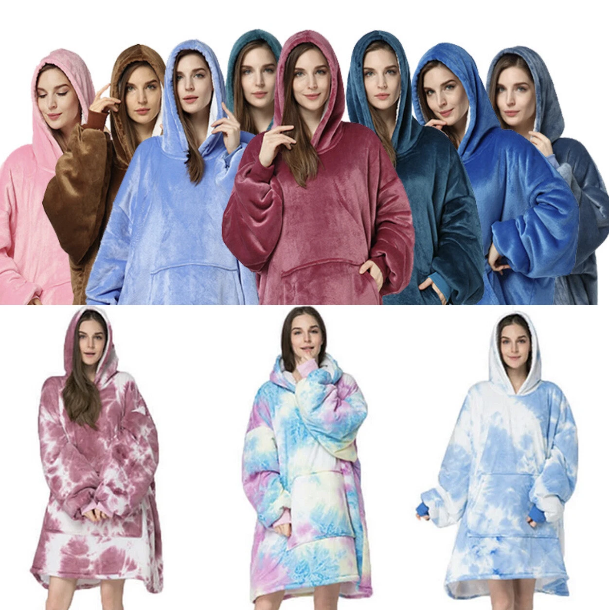 Hoodie Blanket Soft Warm Sherpa Fleece Men Women Big Hooded Oversized Pyjamas
Opens in a new window