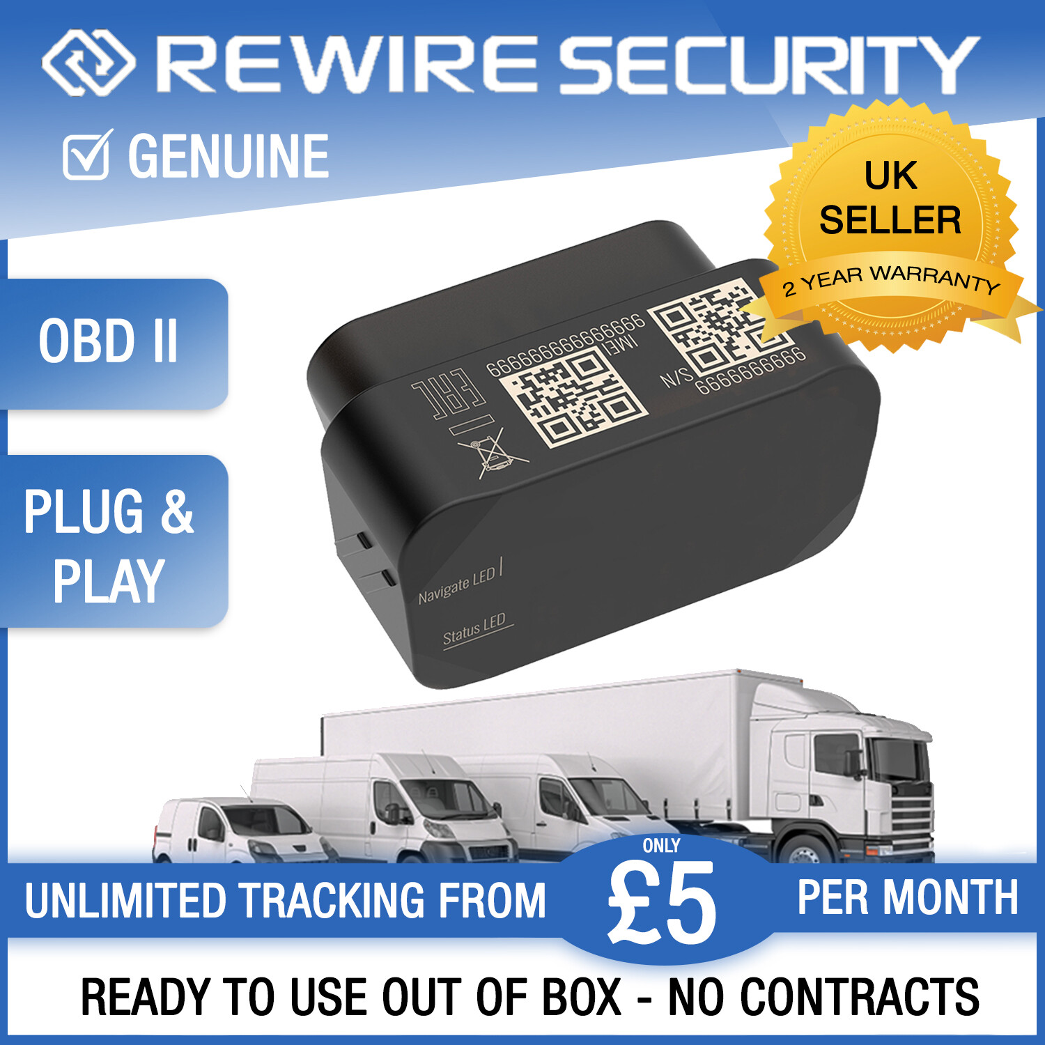 OBD GPS Tracker Coach Car Lorry Van Plug and Play Pay As You Go OBD II Data