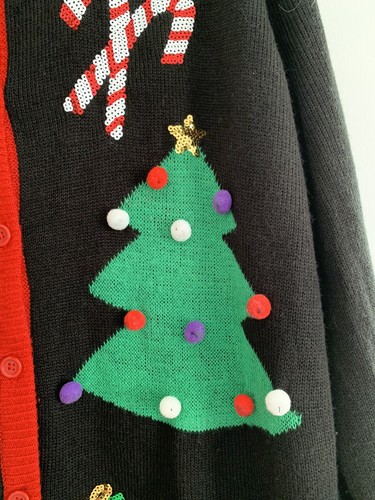 Gloria Vanderbilt Casuals Sequined Ugly Christmas Holiday Sweater Black size XL - Picture 3 of 8