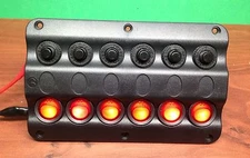 Marine Boat IP65 Switch Panel 6 Gang LED Switches & Circuit Breaker Wave Design