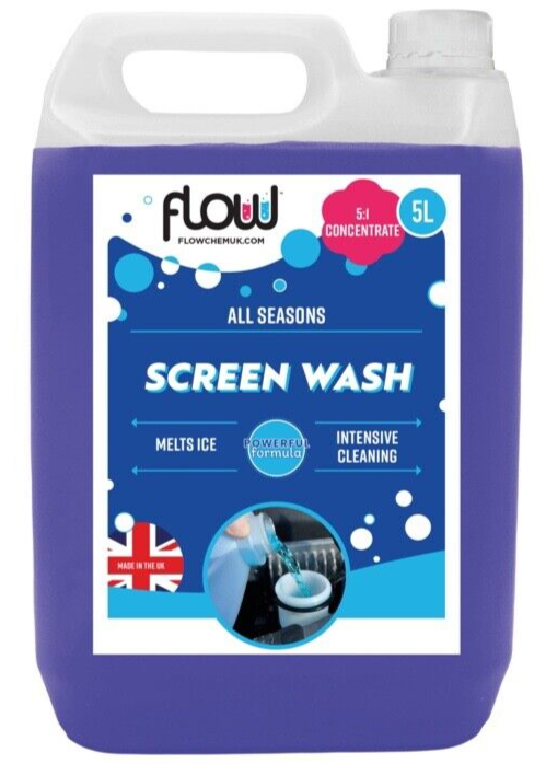 FlowChem Screen Wash All Seasons Concentrate Melts Ice Cleaning Car Van - 5L