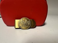 Vtg SKOAL MONEY CLIP matte brass smokeless tobacco dip chew cowboys ranch