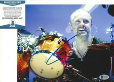 METALLICA DRUMMER LARS ULRICH SIGNED 8x10 PHOTO BECKETT BAS COA 2 DRUM ICON BAND
