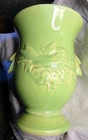 Vintage McCoy Art Pottery Urn Vase Green Bird (160-gray)