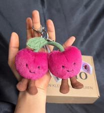 Jellycat Amuseables Cherries Bag Charm Plush Keychain Cute Gift NWT