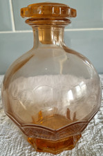 Vintage French Art Deco Carafe Pink Peach Glass