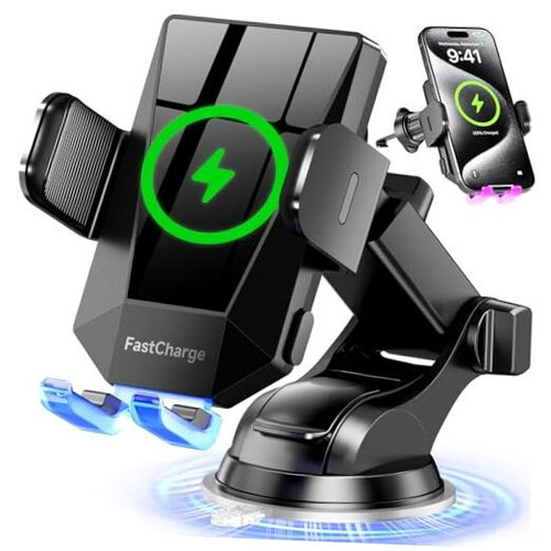 Caricabatteria da Auto Wireless Supporto Telefono, 15W Ricarica Rapida Supporto Telefono Telefono - Foto 1 di 7