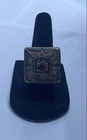 Vintage Micro Mosaic Floral Ring Sterling Silver 925 Band Size 5.75