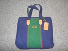 COLOURS BY ALEXANDER JULIAN VTG 90'S LEATHER TRIM CANVAS SHOULDER TOTE