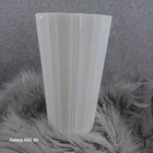 Vintage 9" Milk Glass Vase Ribbed Round Open Large Tall White Opalescent Heavy