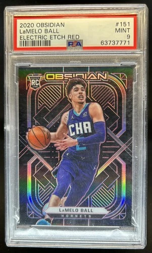 2020-21 Panini Obsidian LaMelo Ball RC Electric Etch Red #/5 Hornets PSA 9