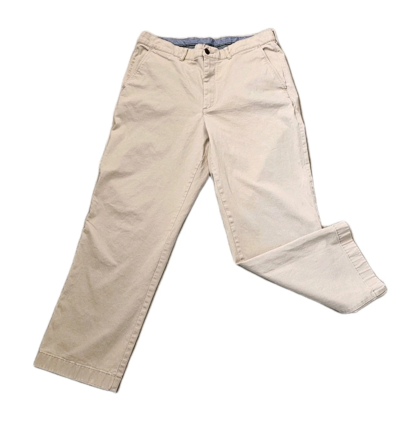 L.L. Bean Natural Fit Men's Beige Cotton Blend Straight Casual Pants 35W