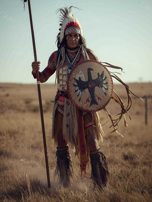 #ad Photo A4 Lakota Sioux – guerrier en coiffe et bouclier peint – 1227 EUR 5.99