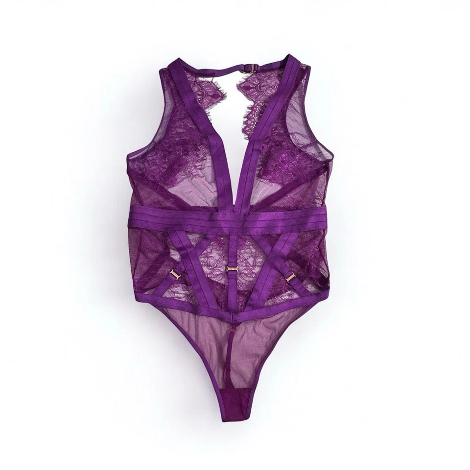 Honey Birdette Belinda Orchid Purple Bodysuit Playsuit Size Medium Thong - Image 2 of 4