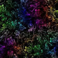 Rainbow Kama Sutra Skeletons - 18"x46" Hydrographic Film Hydro Dipping