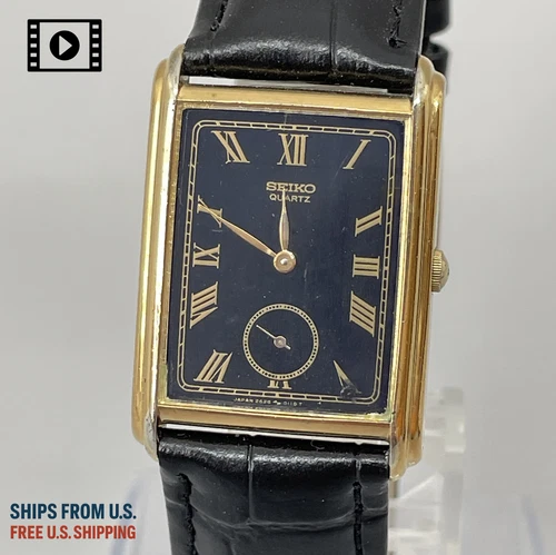 Vtg 1981 [Exc+4] Seiko 2628-5010 Mens Watch Tank Gold Black Roman -Ships from US
