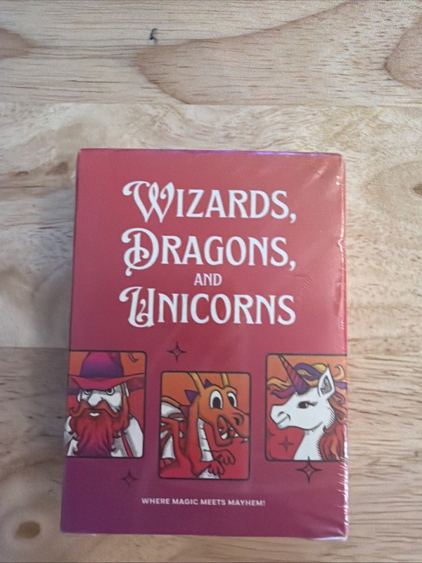 Wizards, Dragons. And Unicorns Family Card game. Where  Magic Meets Mayhem Seald