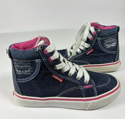 Levi s Glitter Girls Size  11 High Top Blue Denim Sneakers