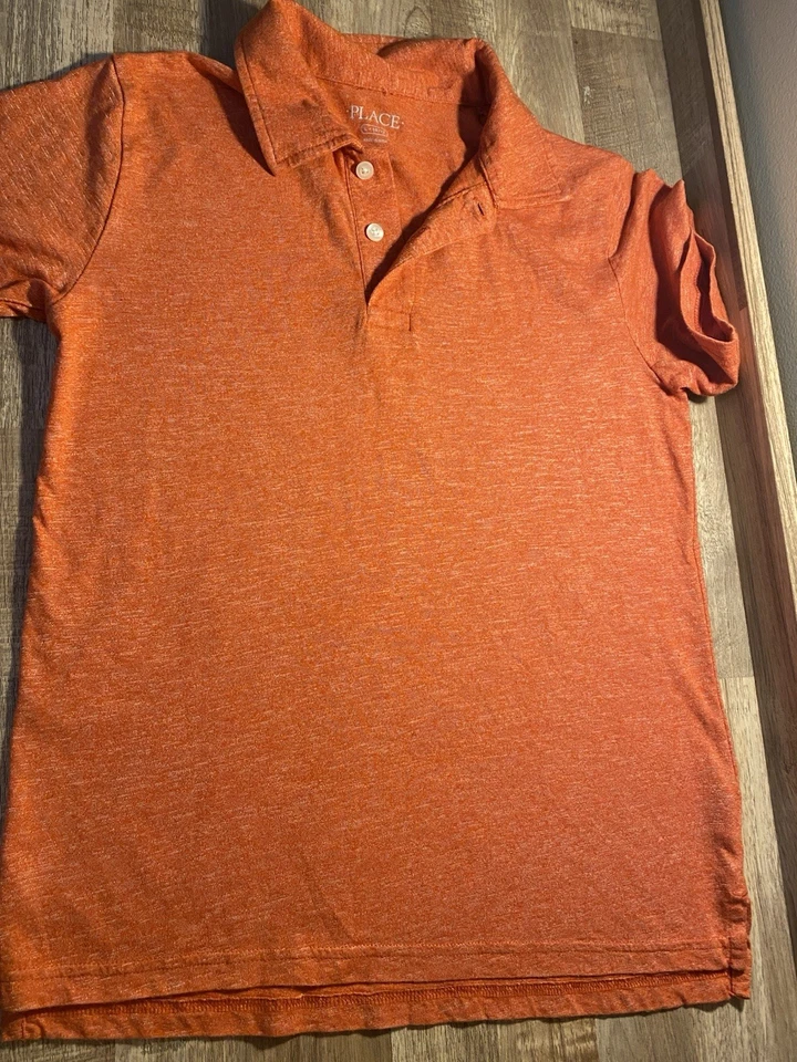 Camisa Polo Infantil Place Y Manga Corta Cuello Algodón Naranja Niños L 10/12 Foto 3 de 4