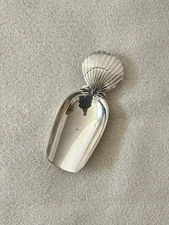 Modernist Art Deco Style Silver Plated Scooper Spoon Sea Shell Handle