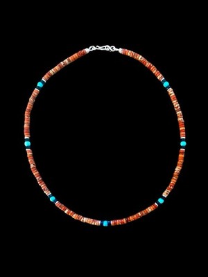 Native American Jasper & Kingman Turquoise Heishi Necklace