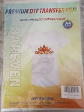 Qareven DTF Transfer Film - 50 A4 Sheets Matte Pre Treat Film Direct To Film Art