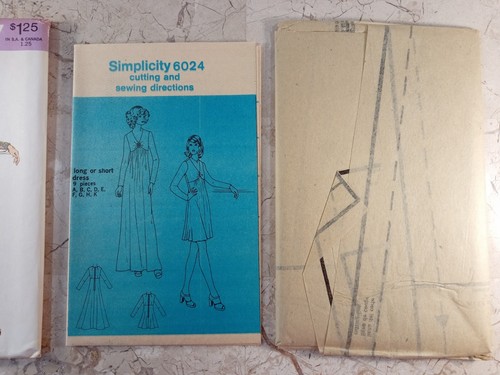 SIMPLICITY 6024 Vintage 70er Mode Schnittmuster ungeschnitten Kleid gerafftes Mieder Maxi 12 - Bild 2 von 6