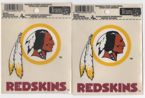 2 Vintage, WASHINGTON REDSKINS, Cling Decals