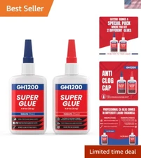 57 Gram Super Glue All-Purpose Cyanoacrylate with Anti-Clog Cap - 1 Oz Bottles